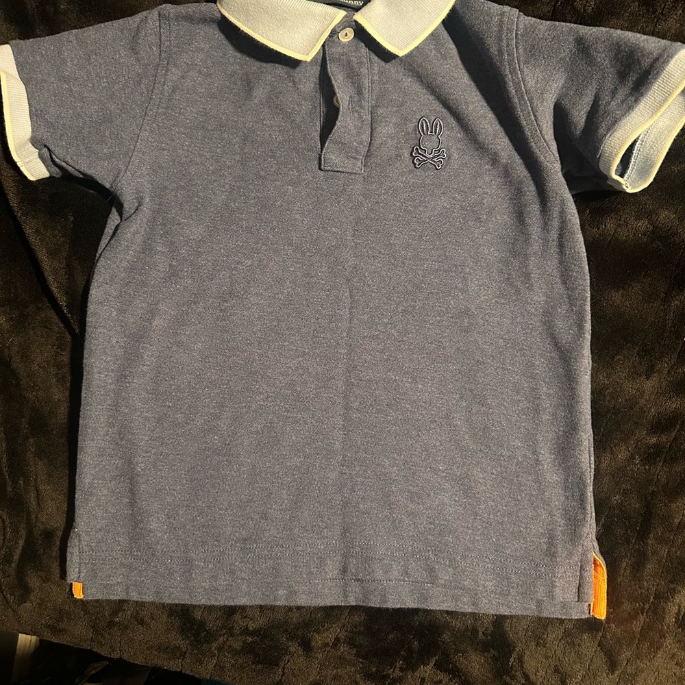 Psycho Bunny Heather Blue Polo with Embroidered Bunny